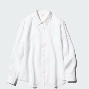 UNIQLO WHITE LINEN WOMENS SHIRT BLOUSE BUTTON DOWN  SML